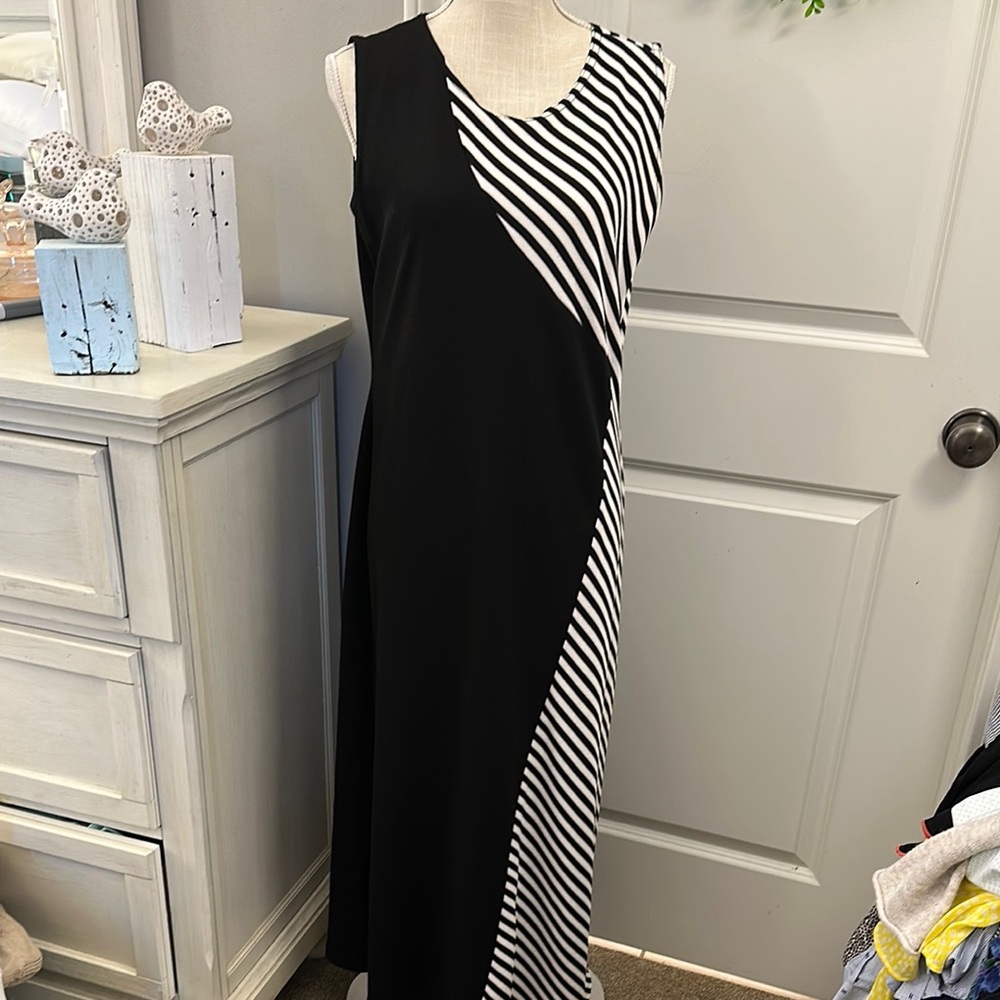 Regalia Size Petite Large Black and White Striped Women's Dress